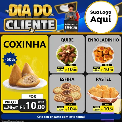 Modelo de Rede Social para Feed Facebook com o tema Dia Do Cliente para Salgadaria