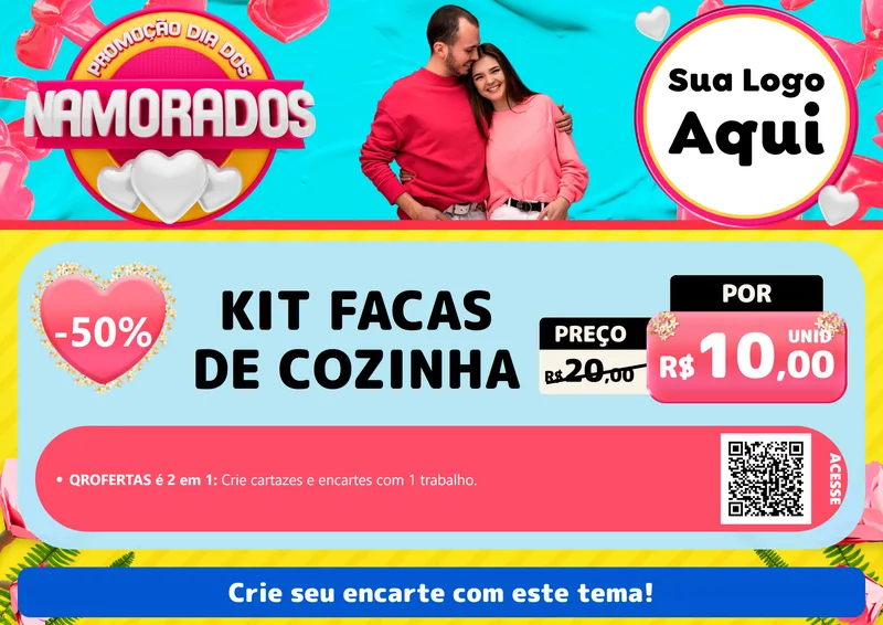 Modelo de Cartaz para Cartaz A4 Horizontal com o tema Promoção Dia dos Namorados para Utilidades Domésticas
