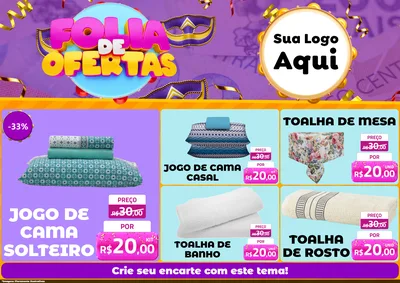 Modelo de Encarte para Encarte A4 Horizontal com o tema Folia de Ofertas para Cama, Mesa e Banho