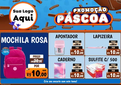 Modelo de Encarte para Encarte A4 Horizontal com o tema Promoção Páscoa para Papelaria