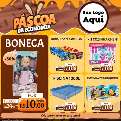 Modelo de Rede Social para Feed Facebook com o tema Páscoa da Economia para Brinquedos