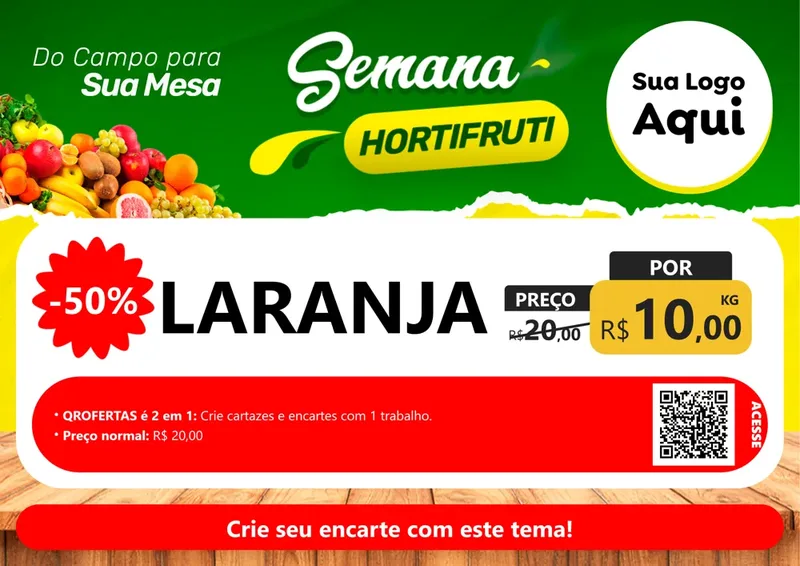 Modelo de Cartaz para Cartaz A4 Horizontal com o tema Semana hortifruti para Hortifrúti