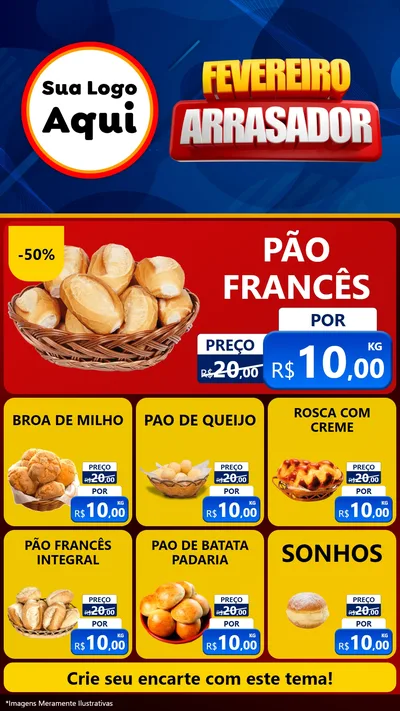 Modelo de Rede Social para Stories com o tema Fevereiro Arrasador para Padaria