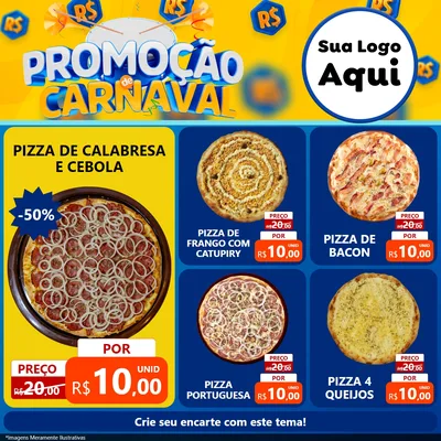 Modelo de Rede Social para Feed Facebook com o tema Promoção de Carnaval para Pizzaria