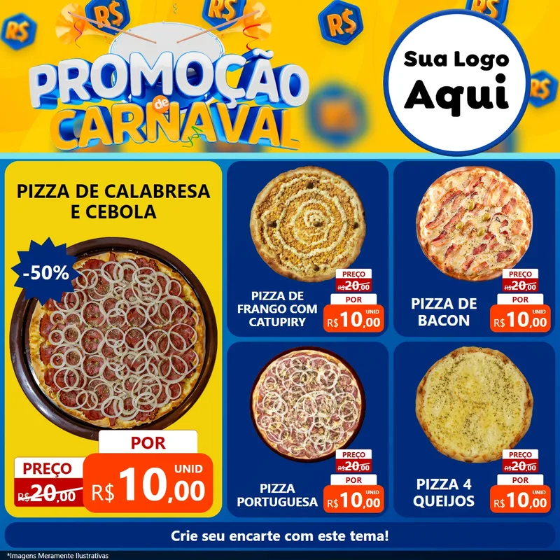 Modelo de Rede Social para Feed Facebook com o tema Promoção de Carnaval para Pizzaria
