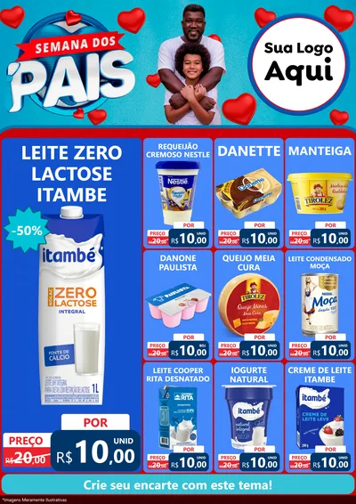 Modelo de Encarte para Encarte A4 Vertical com o tema Semana Dos Pais para Frios e Laticínios