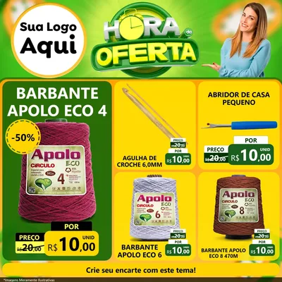Modelo de Rede Social para Feed Facebook com o tema Hora da Oferta para Armarinho e Aviamentos
