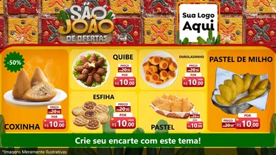 Modelo de TV para TV Horizontal com o tema São João de Muitas Ofertas - Junina para Salgadaria