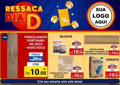 Modelo de Encarte para Encarte A4 Horizontal com o tema Ressaca Dia D para Pisos e revestimentos