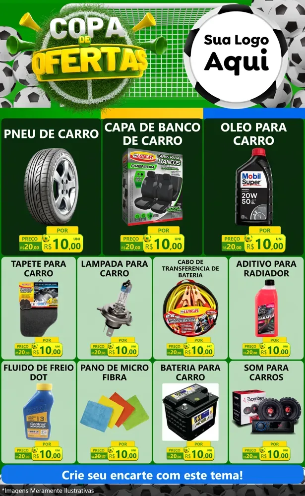 Modelo de Encarte para Encarte Grande com o tema Copa De Ofertas para Auto peças