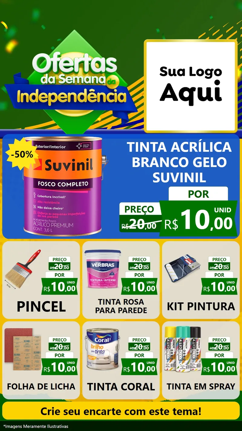 Modelo de Rede Social para Stories com o tema Ofertas da Semana da Independência para Tintas e Ferramentas