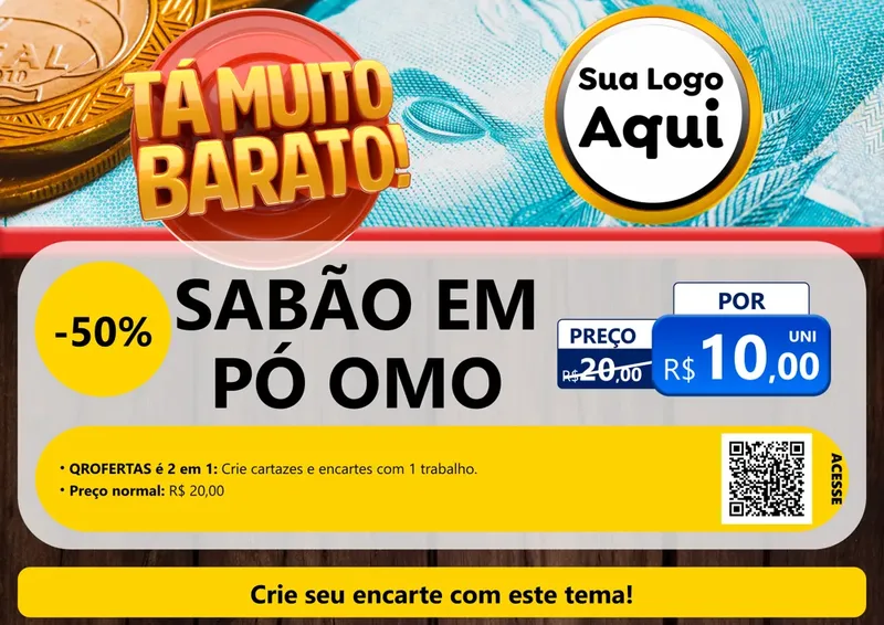 Modelo de Cartaz para Cartaz A4 Horizontal com o tema Está Muito Barato para Produtos de Limpeza