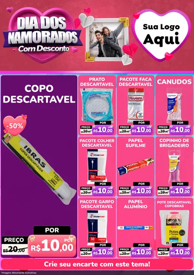 Modelo de Encarte para Encarte A4 Vertical com o tema Dia Dos Namorados Com Desconto para Embalagens