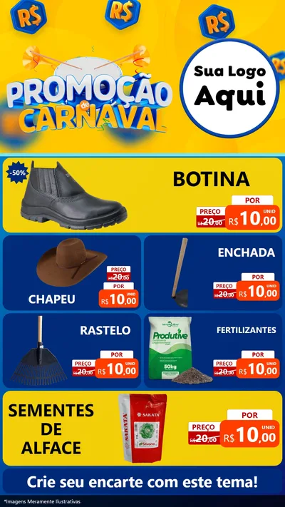 Modelo de TV para TV Vertical com o tema Promoção de Carnaval para Agropecuária