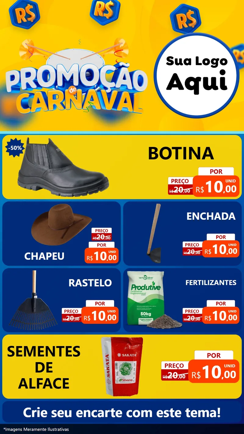 Modelo de TV para TV Vertical com o tema Promoção de Carnaval para Agropecuária
