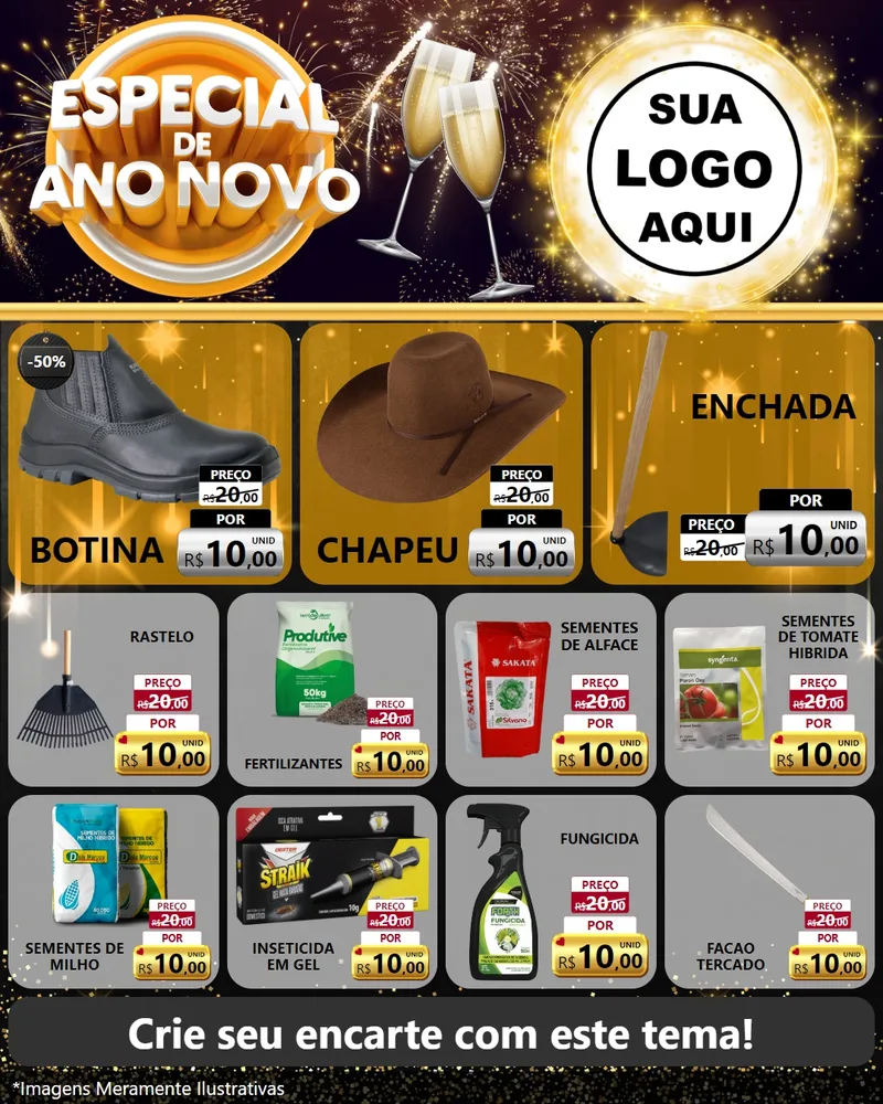 Modelo de Rede Social para Feed Instagram com o tema Especial de Ano Novo para Agropecuária