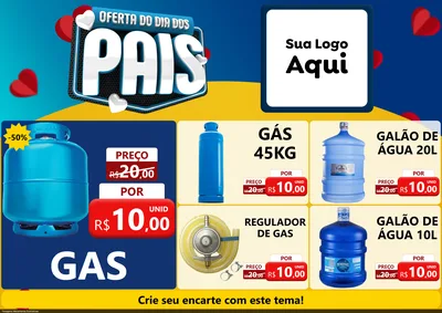 Modelo de Encarte para Encarte A4 Horizontal com o tema Oferta Do Dia Dos Pais para Água e gás