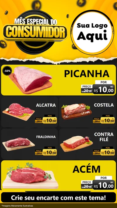 Modelo de TV para TV Vertical com o tema Mês Especial do Consumidor para Açougue