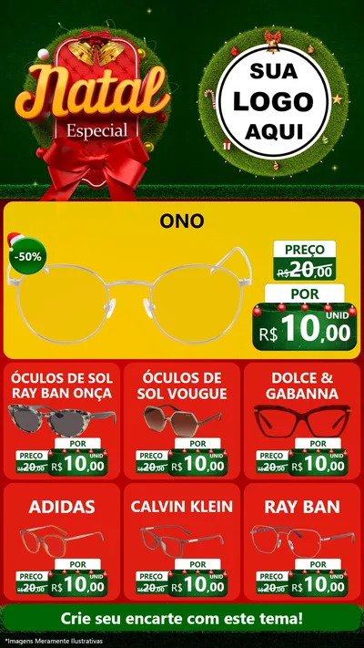 Modelo de Rede Social para Stories com o tema Natal Especial para Óticas