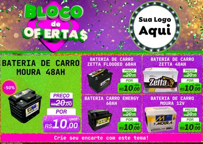 Modelo de Encarte para Encarte A4 Horizontal com o tema Bloco de Ofertas para Baterias Elétricas