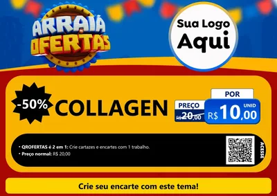 Modelo de Cartaz para Cartaz A4 Horizontal com o tema Arraiá de Ofertas - Junina para Suplementos alimentares
