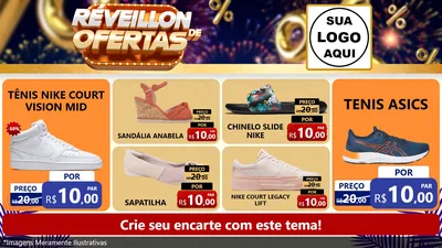 Modelo de TV para TV Horizontal com o tema Réveillon de Ofertas para Calçados