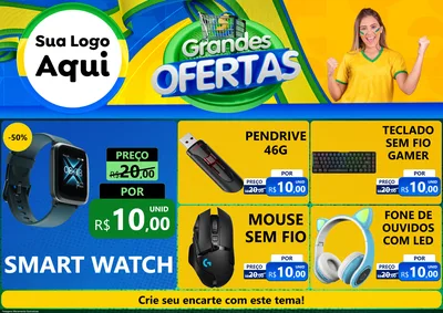 Modelo de Encarte para Encarte A4 Horizontal com o tema Grandes Ofertas para Informática
