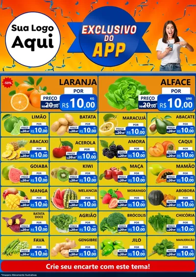 Modelo de Encarte para Encarte A4 Vertical com o tema Exclusivo do Aplicativo para Hortifrúti