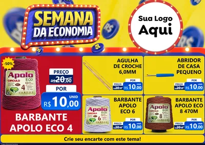 Modelo de Encarte para Encarte A4 Horizontal com o tema Semana da Economia para Armarinho e Aviamentos