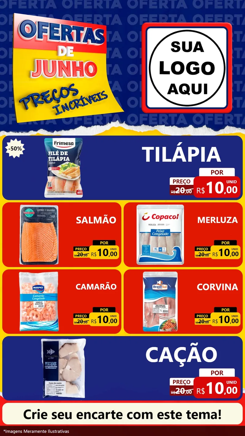 Modelo de TV para TV Vertical com o tema Ofertas de Junho - Preços Incríveis para Peixaria