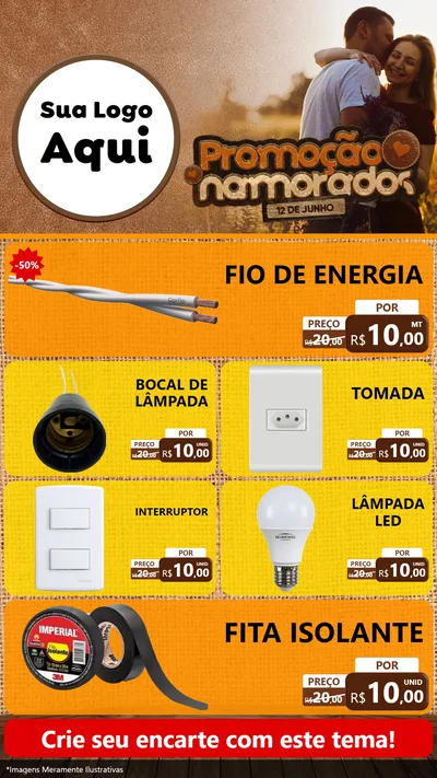 Modelo de TV para TV Vertical com o tema Promoção Namorados para Materiais Elétricos