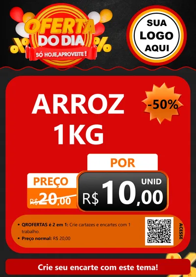 Modelo de Cartaz para Cartaz A4 Vertical com o tema Oferta do Dia - Só hoje, Aproveite! para Supermercado