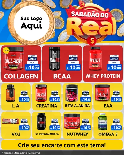 Modelo de Rede Social para Feed Instagram com o tema Sabadão do Real para Suplementos alimentares