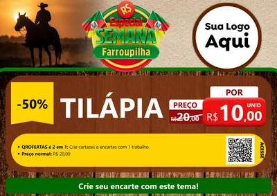 Modelo de Cartaz para Cartaz A4 Horizontal com o tema Especial Semana Farroupilha para Peixaria