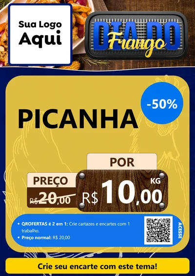 Modelo de Cartaz para Cartaz A4 Vertical com o tema Dia do Frango para Açougue
