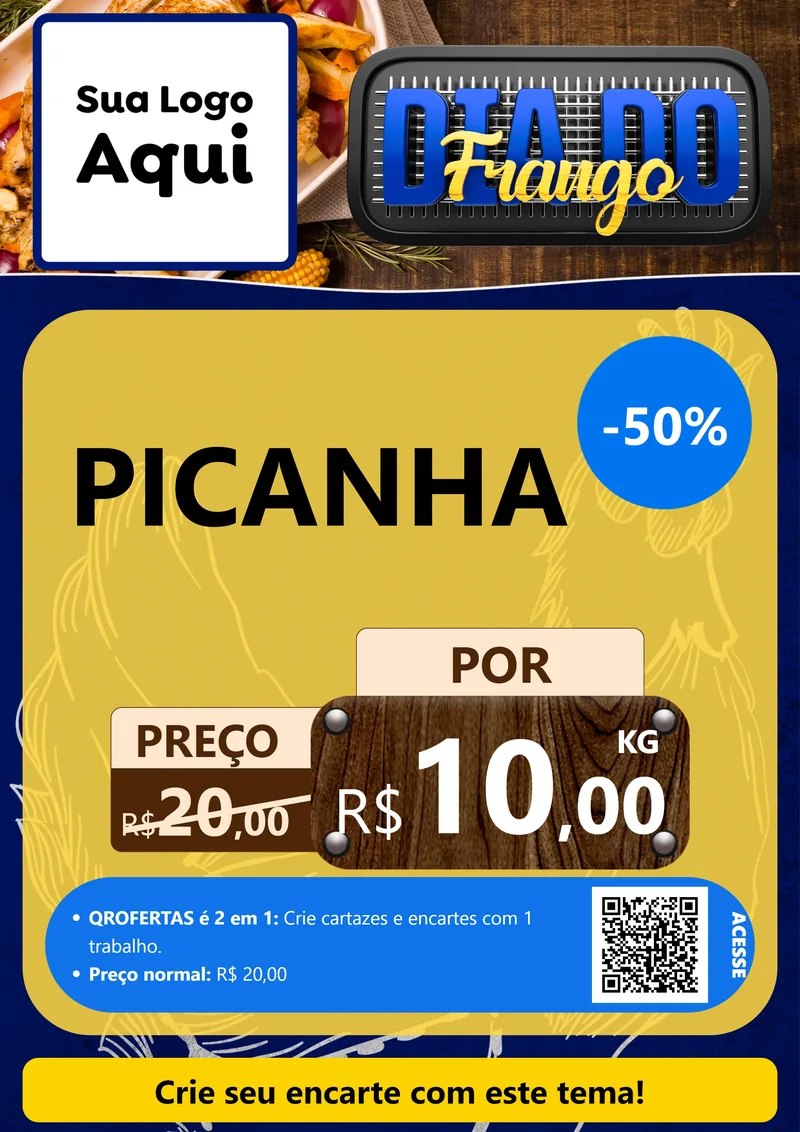 Modelo de Cartaz para Cartaz A4 Vertical com o tema Dia do Frango para Açougue