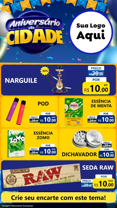 Modelo de TV para TV Vertical com o tema Aniversário da Cidade para Tabacaria