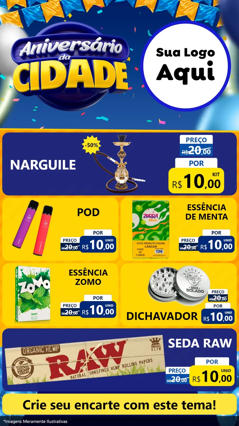Modelo de TV para TV Vertical com o tema Aniversário da Cidade para Tabacaria