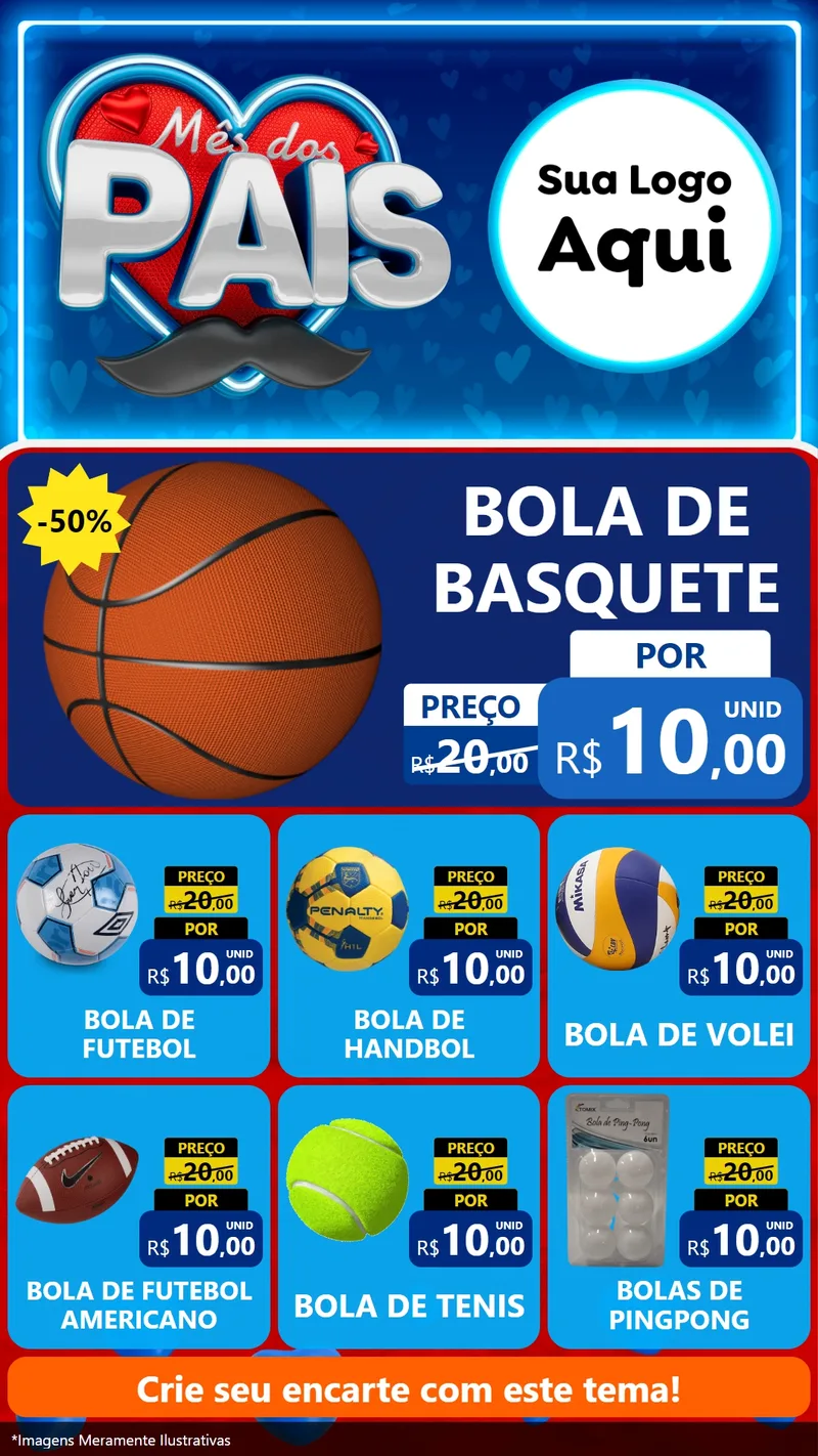 Modelo de Rede Social para Stories com o tema Mês Dos Pais para Artigos Esportivos