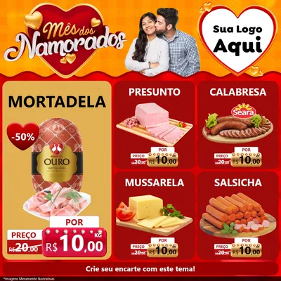 Modelo de Rede Social para Feed Facebook com o tema Mês dos Namorados para Frios e Laticínios