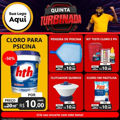 Modelo de Rede Social para Feed Facebook com o tema Quinta Turbinada para Produtos para Piscina
