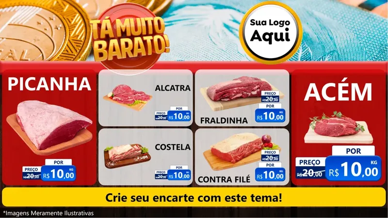 Modelo de TV para TV Horizontal com o tema Está Muito Barato para Açougue
