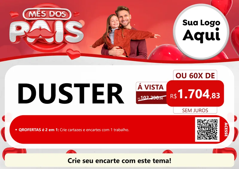 Modelo de Cartaz para Cartaz A4 Horizontal com o tema Mês dos Pais para Concessionaria de Carros