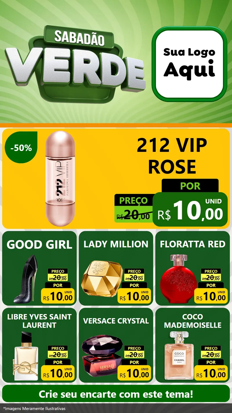 Modelo de Rede Social para Stories com o tema Sabadão Verde para Perfumes