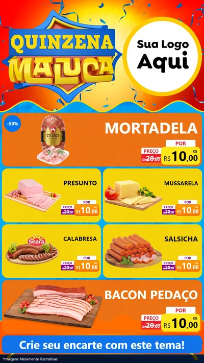 Modelo de TV para TV Vertical com o tema Quinzena Maluca para Frios e Laticínios