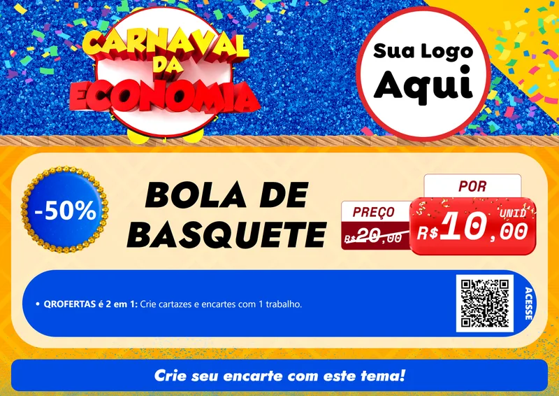 Modelo de Cartaz para Cartaz A4 Horizontal com o tema Carnaval da Economia para Artigos Esportivos