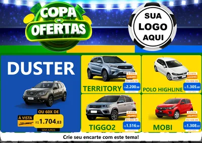 Modelo de Encarte para Encarte A4 Horizontal com o tema Copa de Ofertas para Concessionaria de Carros