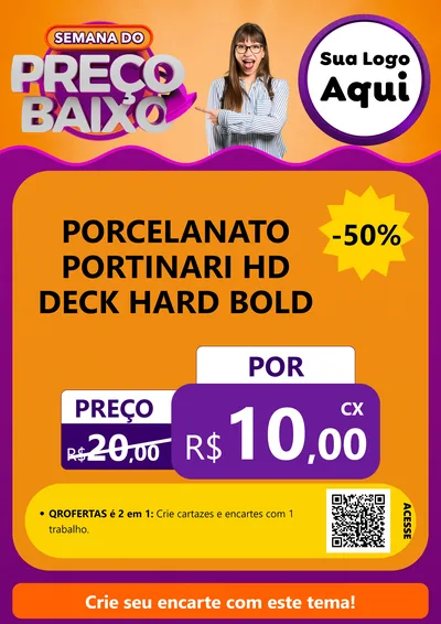 Modelo de Cartaz para Cartaz A4 Vertical com o tema Semana do Preço Baixo para Pisos e revestimentos
