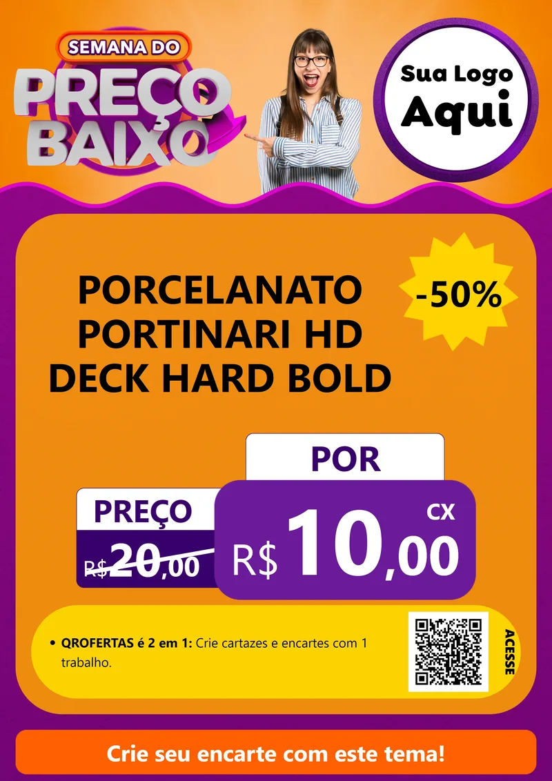 Modelo de Cartaz para Cartaz A4 Vertical com o tema Semana do Preço Baixo para Pisos e revestimentos