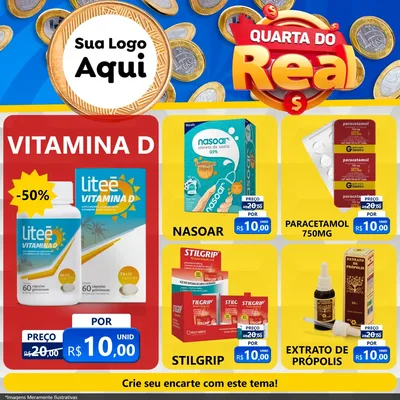 Modelo de Rede Social para Feed Facebook com o tema Quarta do Real para Farmácia